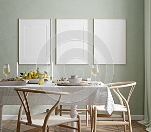 Mock up frame in home interior background, Scandinavian style