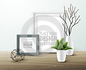 Mock up frame Wall of the interior background. Vector illustration