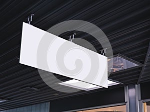 Mock up Hanging sign Blank signage indoor building