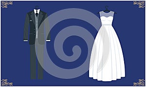 Mock up illustration of couple fashion wear on abstract background