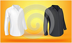 Mock up illustration of white and black shirts on abstract background