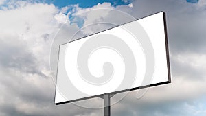 Mock up image - blank white billboard and white clouds against blue sky