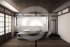 Mock up Interior Luxury modern Japanese style bedroom mock up, Designing the most beautiful. 3D renderin