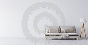 Mock up interior for minimal living room design on white background photo