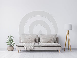 Mock up interior for minimal living room design on white background photo