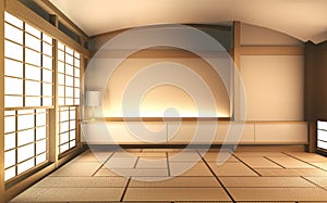 Mock up Interior mock up Japan Room Design Japanese-style and the white backdrop provides a window for editing. 3D rendering