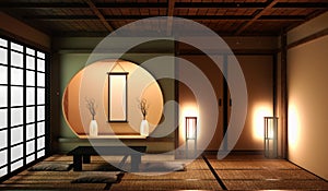 Mock up Japan style living area in luxury room or hotel japanese style decoration.3D rendering