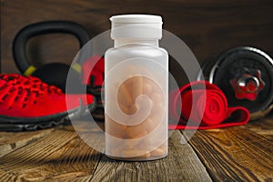 Mock up Jar with Sport fitness bodybuilding healthy lifestyle concept Fitness Sport mockup background