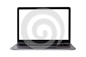 Mock up laptop devices isolated white background. personal computer notebook with empty screen. white,blank copy space for use