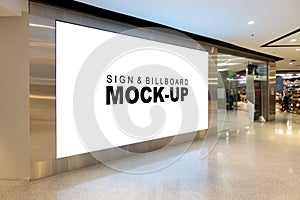 Mock up large billboard at corridor in shopping mall