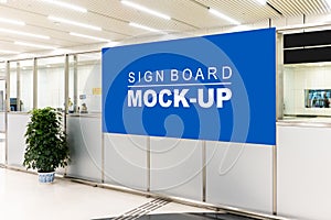 Mock up large horizontal signboard advertising on partition