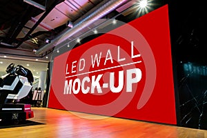 Mock up large LED wall on stage in showroom