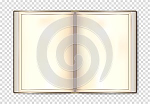 Mock up of a large vintage open book on a transparent background.