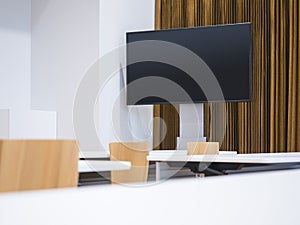 Mock up LCD digital Screen Blank tv indoor Seminar room Business education