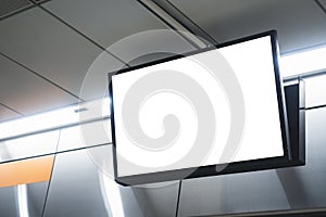 Mock up LCD Screen Blank digital tv Media display indoor building Subway station photo