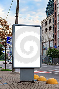 Mock up of light box on a street of metropolitan city for your advertising. Blank billboard with copy space