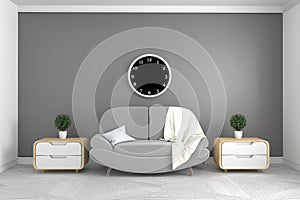 Mock up living-room interior on gray wall background,minimal designs, 3d rendering