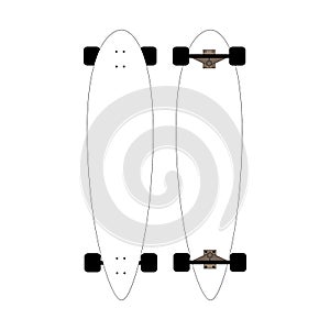 Mock-up for longboards. Mock up for white longboards with black wheels. isolated