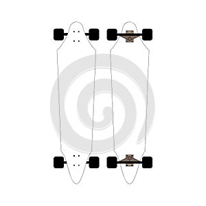 Mock-up for longboards. Mock up for white longboards with black wheels. isolated