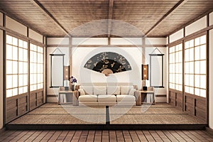 Mock up luxury zen style living room. 3D rednering