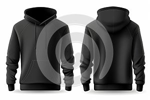 mock up black hoodie on white background photo