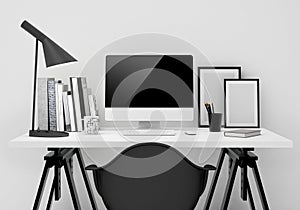 Mock up modern workspace template mock up background