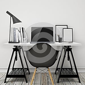 Mock up modern workspace template mock up background