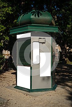 Mock up ,old publicity ,information kiosk or booth l`isle sur la sorgue ,provence france , room for text, blank posters for your