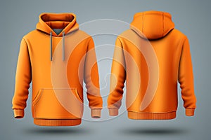 mock up orange hoodie on grey background. Generative ai photo