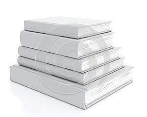 Mock up pile of blank books isolated on white background