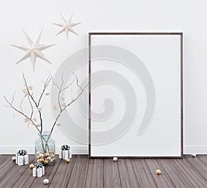 Mock up poster,Christmas decoration, new year, 3d render