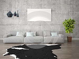 Mock up poster creative living room with a stylish sofa.