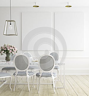 Mock up poster frame, dining room , Scandinavian style