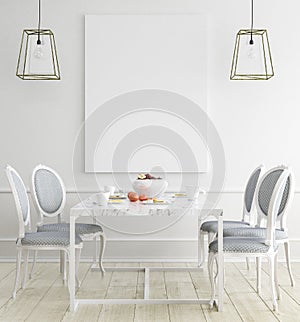 Mock up poster frame, dining room , Scandinavian style