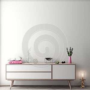 Mock up poster frame in hipster interior background, Scandinavian style, 3D illustration