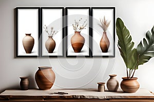 mock up poster frame in interior background 3D render