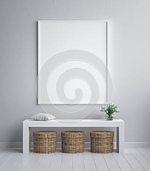 Mock up poster frame, interior minimalism, Scandinavian design photo