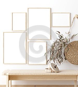 Mock up poster frame in living room interior. Interior Scandinavian style