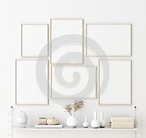 Mock up poster frame in living room interior. Interior Scandinavian style