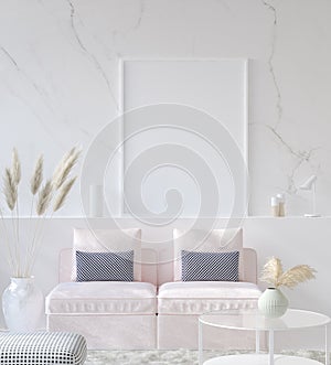 Mock up poster frame in modern home interior. Scandinavian style