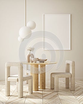 Mock up poster frame in modern interior background living room Art Deco style 3D render