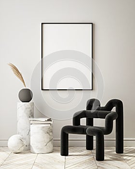 Mock up poster frame in modern interior background living room Art Deco style 3D render photo