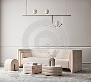 Mock up poster frame in modern interior background living room minimalistic style 3D render