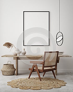 Imitar arriba póster marco en sala de estar escandinavo estilo  gráficos tridimensionales renderizados por computadora 