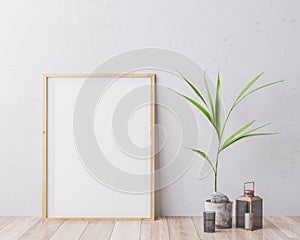 mock up poster frame in modern interior background, Scandinavian style