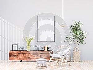 Mock up poster frame in modern interior fully furnished rooms background, living room