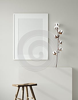 Mock up poster frame in modern living room interior. Interior Scandinavian style