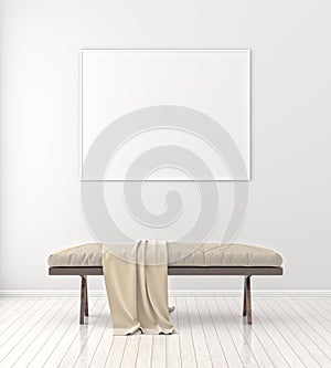 Mock up poster frame in Scandinavian style hipster interior. 3D