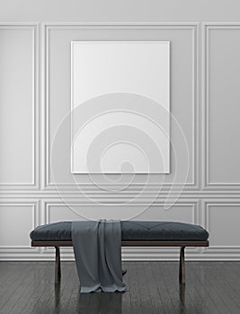 Mock up poster frame in Scandinavian style hipster interior. 3D