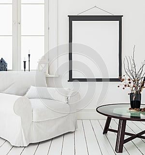 Mock-up poster, interior background, Scandinavian style